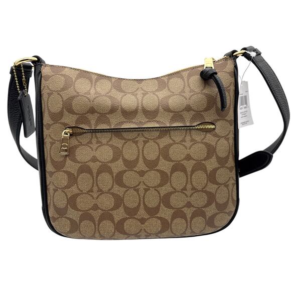 Coach Ellie File Crossbody Bag Purse Signature Canvas Khaki Black C1648 Zipper - Picture 3 of 11